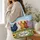 Five Colorful Farm Chickens in a Wildflower Meadow for Chicken Lovers and Gardeners Quilted Tote Bag - 3