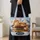 Ginger Cat Resting on Vintage Books for Cozy Reading Days and Cat Lover Gifts Quilted Tote Bag - 4