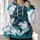Teal Dragon Artwork for Fitness and Running, Bold Style for Mythical Creature Fans All-over Print Hoodie (Lightweight) - 2