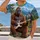 Flag-Stripe Guitar and Forest Gorilla for Patriotic Concerts and Outdoor Music Fans All-over Print Unisex T-shirt - 2