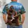 Flag-Stripe Guitar and Forest Gorilla for Patriotic Concerts and Outdoor Music Fans All-over Print Unisex T-shirt - 4