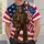 Shaggy Brown Gorilla with Flagstaff for Patriotic Summer Celebrations and Casual Wear All-over Print Unisex T-shirt - 6