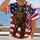 Shaggy Brown Gorilla with Flagstaff for Patriotic Summer Celebrations and Casual Wear All-over Print Unisex T-shirt - 2