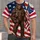 Shaggy Brown Gorilla with Flagstaff for Patriotic Summer Celebrations and Casual Wear All-over Print Unisex T-shirt - 1