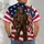 Shaggy Brown Gorilla with Flagstaff for Patriotic Summer Celebrations and Casual Wear All-over Print Unisex T-shirt - 4