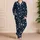 Navy And Ivory Stars for Cozy Evenings and Relaxed Nights at Home for Women Satin Pajamas Set - 4