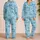 Blue Shark And Sea Life Motifs For Cozy Coastal Weekends And Ocean Loving Women Satin Pajamas Set - 2