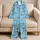Blue Shark And Sea Life Motifs For Cozy Coastal Weekends And Ocean Loving Women Satin Pajamas Set - 5
