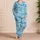 Blue Shark And Sea Life Motifs For Cozy Coastal Weekends And Ocean Loving Women Satin Pajamas Set - 4