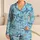 Blue Shark And Sea Life Motifs For Cozy Coastal Weekends And Ocean Loving Women Satin Pajamas Set - 1