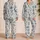 Navy Safari Palms and Spotted Wildlife for Relaxed Tropical Getaways and Nature Lovers Satin Pajamas Set - 2