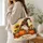 Autumn Gnome with Pumpkins and Sunflowers for Fall Harvest Season Quilted Tote Bag - 3