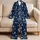 Navy Crescent Moons and Starbursts for Dreamy Stargazing Nights and Cozy Lounging at Home Satin Pajamas Set - 5