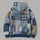 Blue Denim Patchwork Checks For Creative Weekends And Casual Wear Rust Accents All-over Print Hoodie (Lightweight) - 5