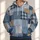 Blue Denim Patchwork Checks For Creative Weekends And Casual Wear Rust Accents All-over Print Hoodie (Lightweight) - 1