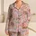 Pastel Cat and Bear Faces for Cozy Summer Lounging, Weekends and Gift Giving Satin Pajamas Set - 1