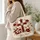 Burgundy Cross and Ivory Florals for Sunday Worship and Faithful Everyday Gift Giving Quilted Tote Bag - 3
