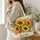 Boho Sunflower Bouquet for Summer Market Days and Garden Gatherings and Gifts Quilted Tote Bag - 3