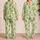 Cheerful Lime Green Frog Faces for Cozy Lounging and Whimsical All-Season Gift Giving Satin Pajamas Set - 2