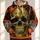 Orange Flame Skull and Star Field for Biker Rides and Rugged Casual Wear for Men All-over Print Hoodie (Lightweight) - 1