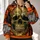 Orange Flame Skull and Star Field for Biker Rides and Rugged Casual Wear for Men All-over Print Hoodie (Lightweight) - 2