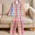 Colorful Pastel Gingham Checks for Cheerful Summer Lounging and Weekend Relaxation Satin Pajamas Set - 5