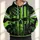 Neon Green Flag Skull for Rugged Outdoor Patriot Style and Bold Casual Weekend Wear All-over Print Hoodie (Lightweight) - 1