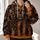 Orange-Brown Skull and Star Stripes for Rugged Commutes and Outdoor Weekend Wear All-over Print Hoodie (Lightweight) - 2
