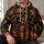 Orange-Brown Skull and Star Stripes for Rugged Commutes and Outdoor Weekend Wear All-over Print Hoodie (Lightweight) - 6