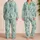 Watercolor Fern Leaves for Calm Evenings and Relaxing Home Comfort Satin Pajamas Set - 2