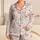 Pink Flamingos with Happy-Day Doodles for Cheerful Summer Lounging and Gifting Satin Pajamas Set - 1