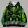 Fanged Green Skull and Crossbones for Workwear Style and Bold Everyday Outdoor Wear All-over Print Hoodie (Lightweight) - 4