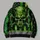 Fanged Green Skull and Crossbones for Workwear Style and Bold Everyday Outdoor Wear All-over Print Hoodie (Lightweight) - 5