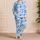 Blue Six Seven Number Stripes for Playful Birthday Lounging and Cozy Gift Giving Satin Pajamas Set - 4