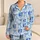 Blue Six Seven Number Stripes for Playful Birthday Lounging and Cozy Gift Giving Satin Pajamas Set - 1
