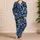 Teal Sugar Skulls and Wildflowers for Spooky Season Lounging and Cozy Nights for Her Satin Pajamas Set - 4
