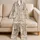 Blush Rabbit and Wildflower Garden for Cozy Springtime Lounging and Relaxed Evenings Satin Pajamas Set - 5