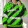 Neon Green Star Field and Distressed Stripes for Bold Outdoor Workwear Everyday Style All-over Print Hoodie (Lightweight) - 2
