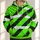 Neon Green Star Field and Distressed Stripes for Bold Outdoor Workwear Everyday Style All-over Print Hoodie (Lightweight) - 1