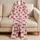 Cherry Red Ribbon Bows and Ivory Stripes for Cozy Holiday Lounging at Home for Women Satin Pajamas Set - 5