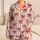 Cherry Red Ribbon Bows and Ivory Stripes for Cozy Holiday Lounging at Home for Women Satin Pajamas Set - 1