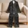 Playful Black Cat Faces for Cozy Spring Nights and Relaxed Home Lounging for Cat Lovers Satin Pajamas Set - 5