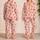 Orange Crayfish and Blush Stripes for Coastal Lounging and Relaxed Home Evenings Satin Pajamas Set - 2