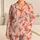 Orange Crayfish and Blush Stripes for Coastal Lounging and Relaxed Home Evenings Satin Pajamas Set - 1