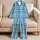 Blue Green Tartan Checks for Calm Cozy Evenings and Relaxed Weekend Lounging Style Satin Pajamas Set - 5