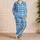 Blue Green Tartan Checks for Calm Cozy Evenings and Relaxed Weekend Lounging Style Satin Pajamas Set - 4