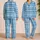 Blue Green Tartan Checks for Calm Cozy Evenings and Relaxed Weekend Lounging Style Satin Pajamas Set - 2