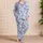 Navy Seashells and Starfish for Relaxed Coastal Getaways and Easy Summer Lounging Satin Pajamas Set - 4