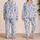 Navy Seashells and Starfish for Relaxed Coastal Getaways and Easy Summer Lounging Satin Pajamas Set - 2