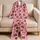 Strawberry Bow and Heart Motif for Sweet Holiday Lounging Satin Pajamas Set - 5